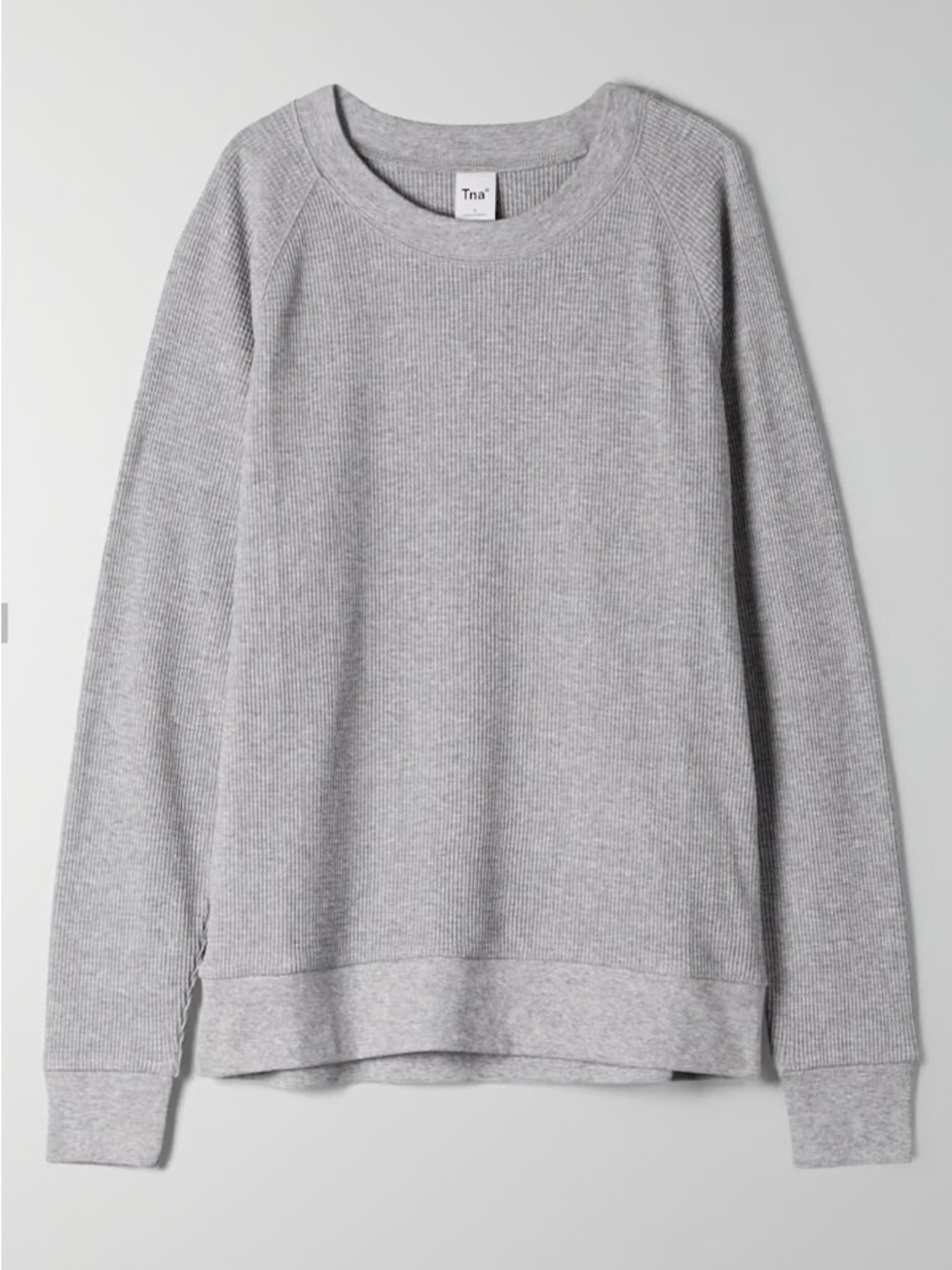Aritzia TNA Crewneck Waffle Longsleeve in Deep Burgundy, Maroon